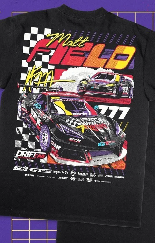 2025 - MATT FIELD - BLACK SHORT SLEEVE C6/C8 CORVETTE TEE — DRIFT